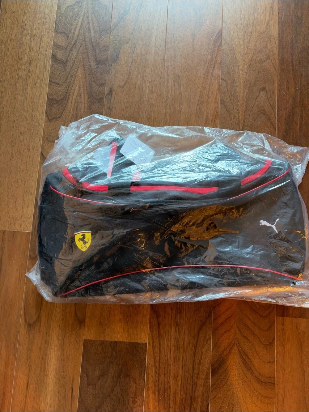 NEW Scuderia Ferrari Puma Black Duffel Bag with Red Trim